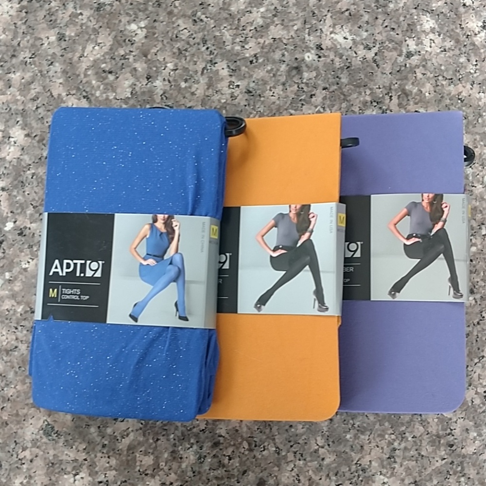 Lot of 3 Pr Microfiber Control Top Tights M